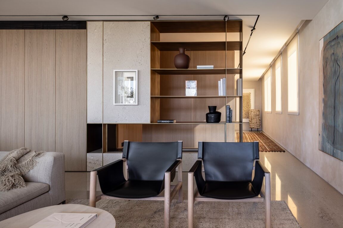 ריצוף יוקרתי משיש בסלון מודרני בעיצוב דנה אוברזון צילום עמית גירון